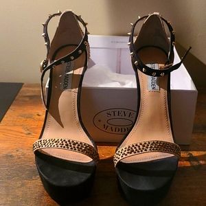 Black and tan high heel sandles